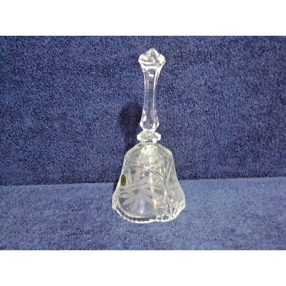 Lead Crystal Cut Frosted Flower Decorative Collectors Glass Bell 8" Tall Vintage